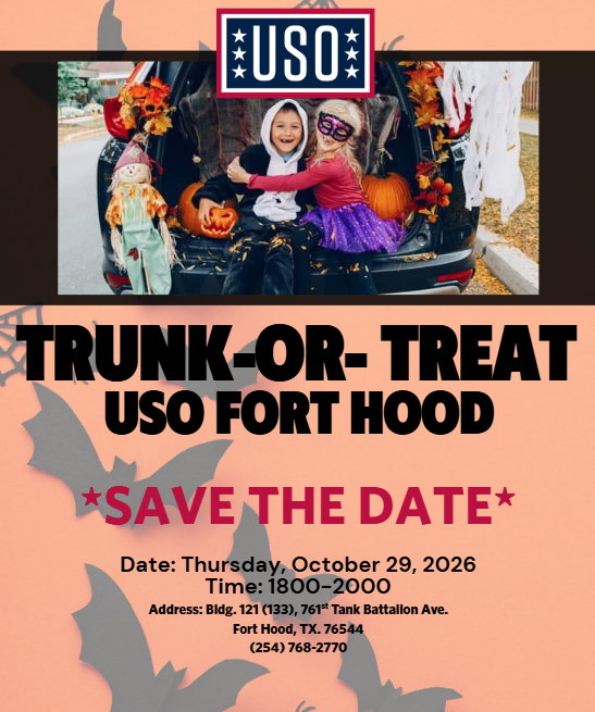 Save the Date: USO Fort Hood Annual Trunk-or-Treat Event